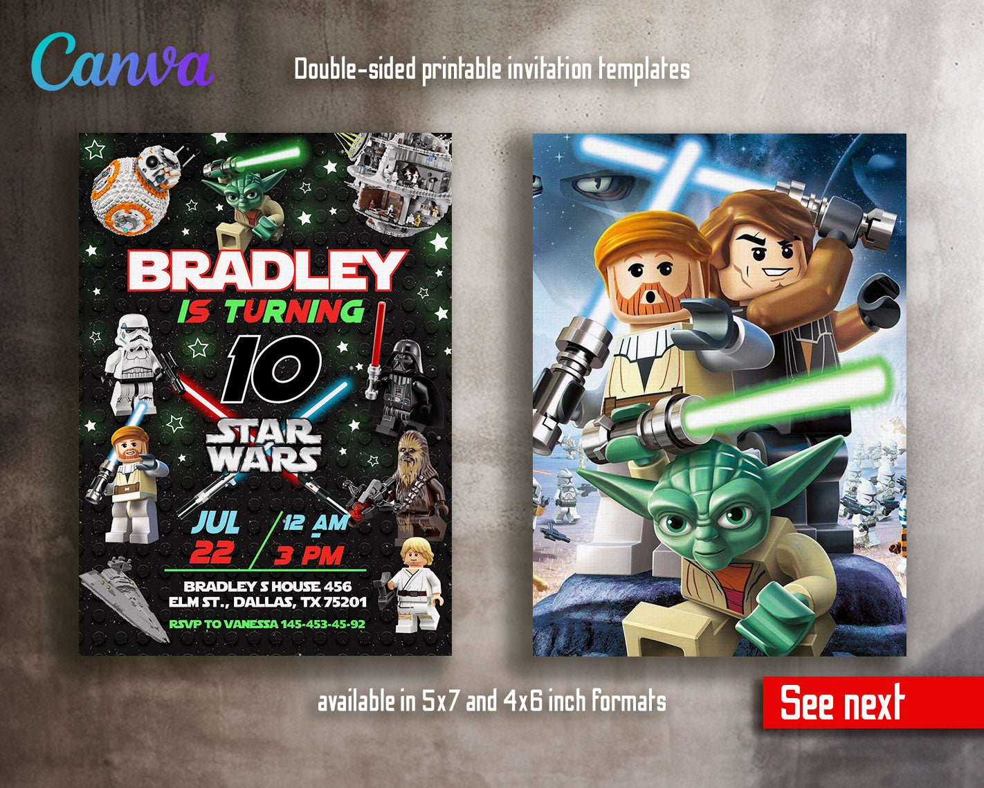 Star Wars Darth Vader Lego Minifigures customizable invitation template | Share or Print | | GG694