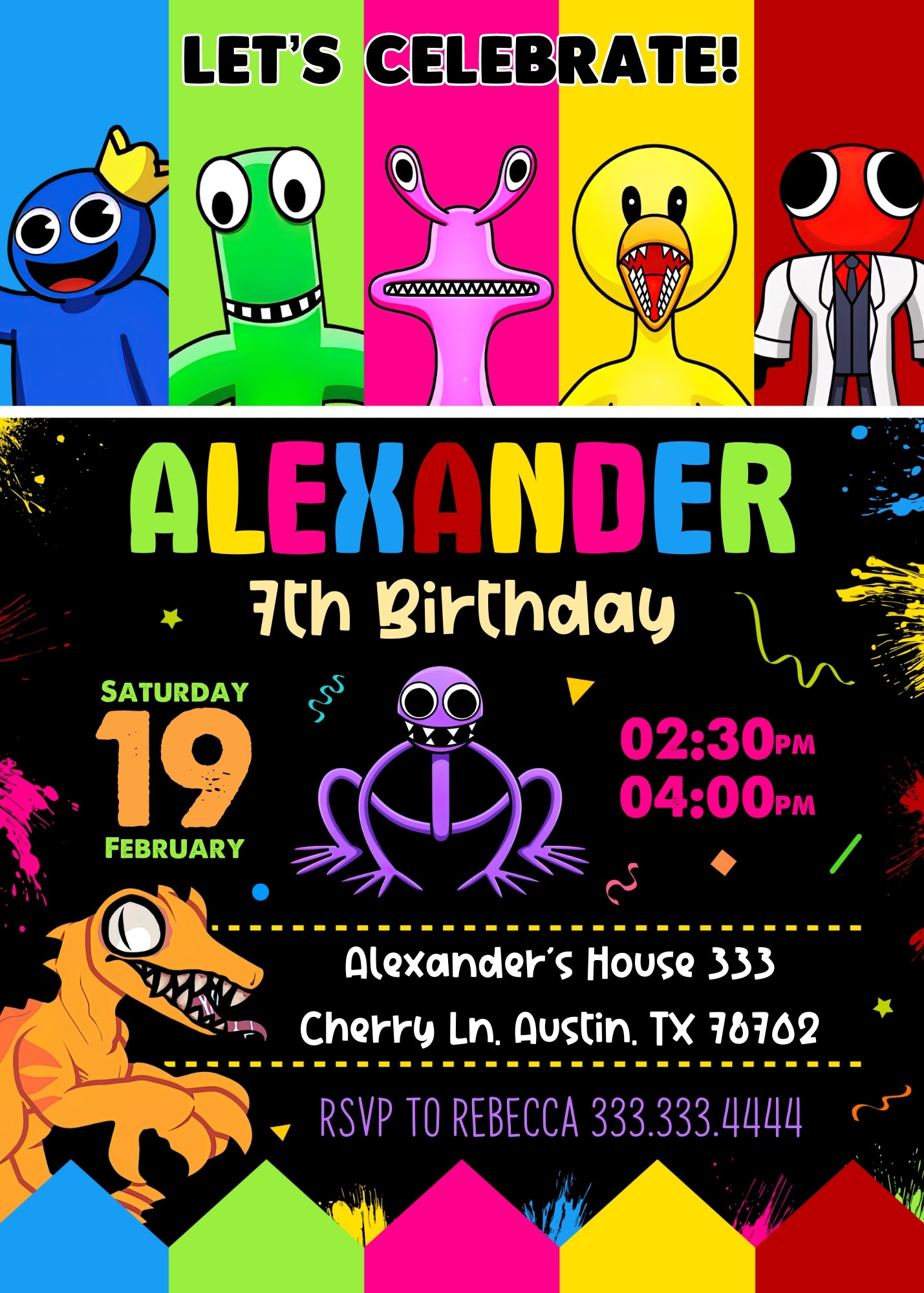 Rainbow Friends customizable invitation template | Share or Print | | CV763