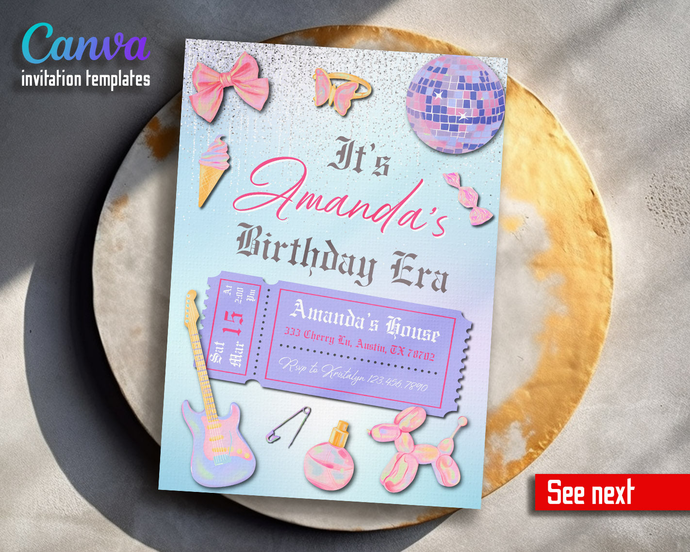 Taylor Swift Eras Tour customizable invitation template | Share or Print | girl | DN571