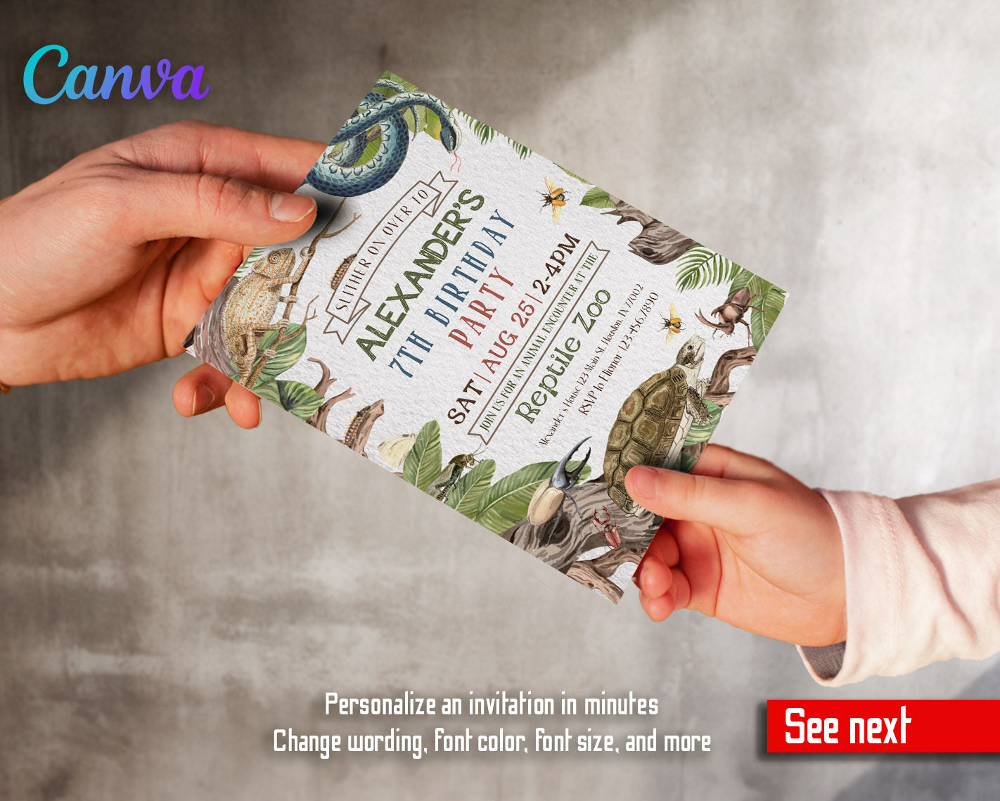 Reptile Lizard Snake customizable invitation template | Share or Print | | BQ774