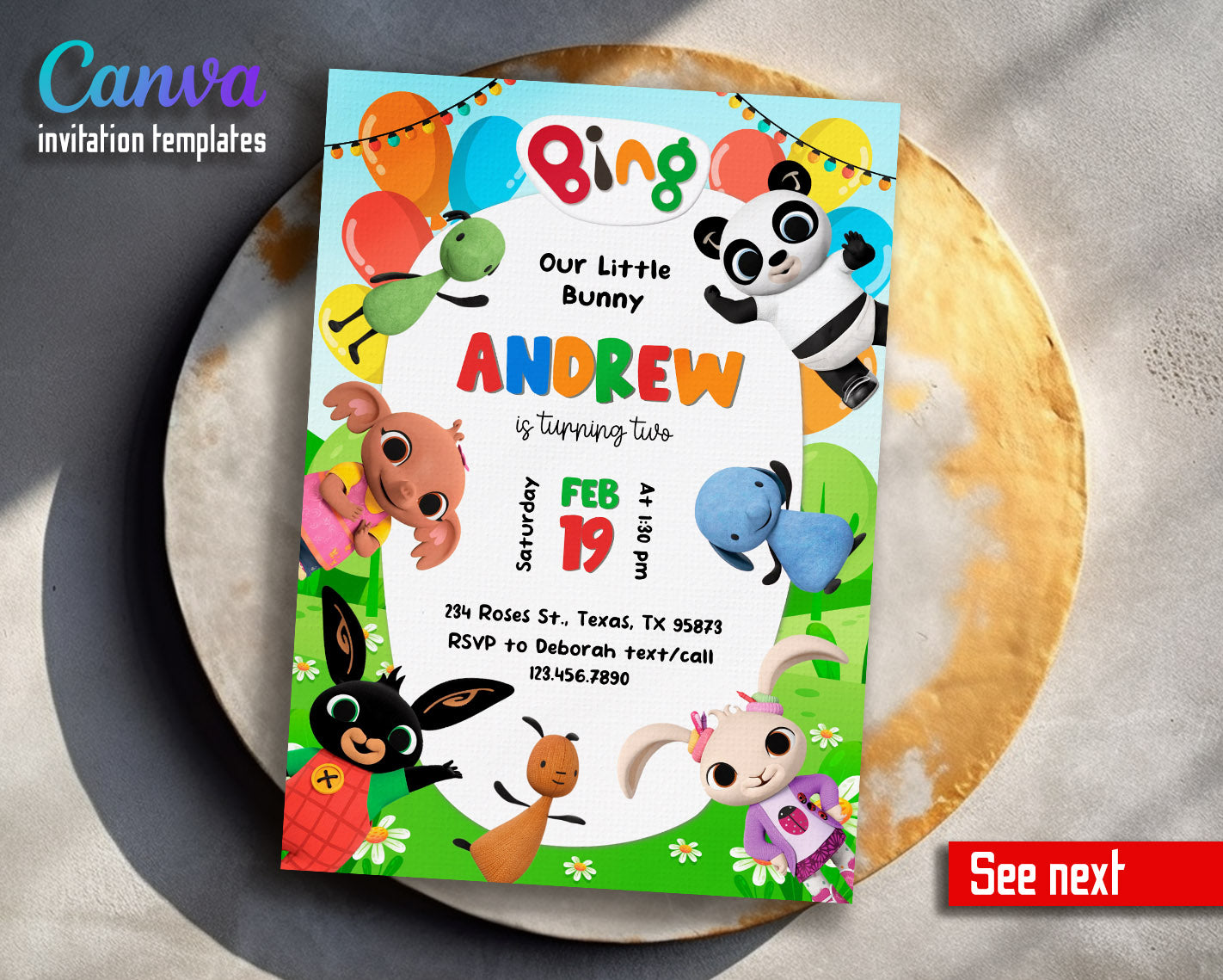 Bing Bunny customizable invitation template | Share or Print | | KX786