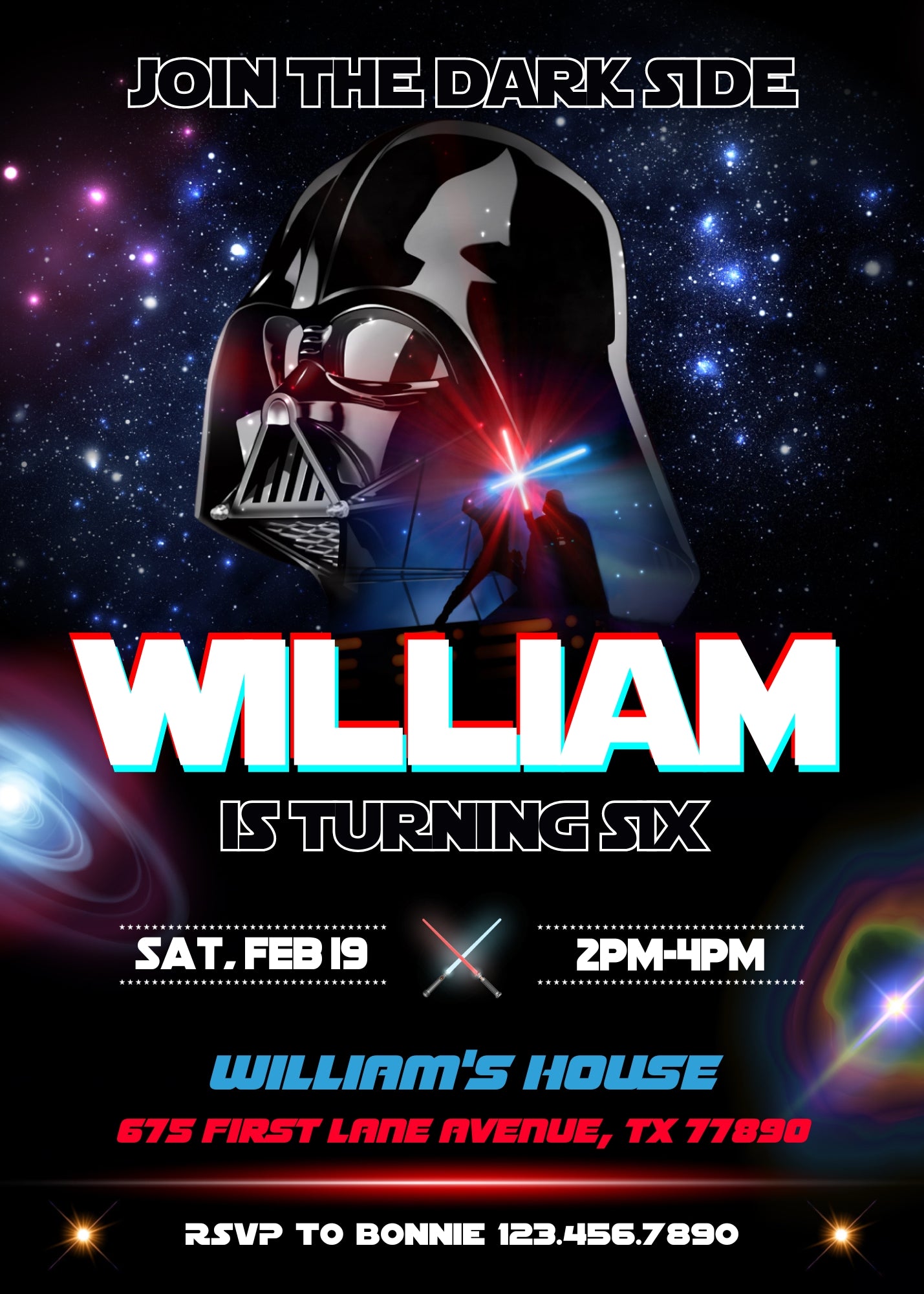 Star Wars Darth Vader customizable invitation template | Share or Print | boy | XE775
