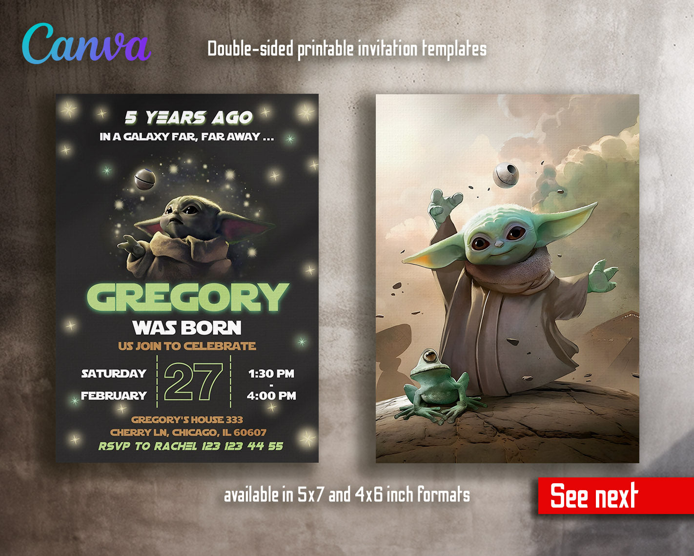 Baby Yoda Grogu Star Wars Mandalorian customizable invitation template | Share or Print | boy | MQ519