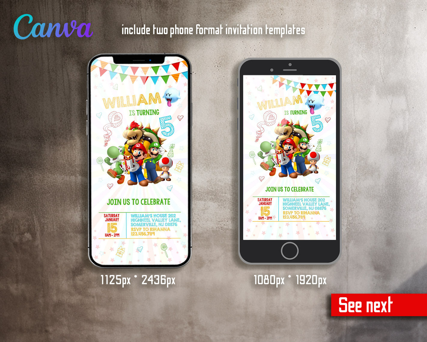Super Mario Bros customizable invitation template | Share or Print | | MR666
