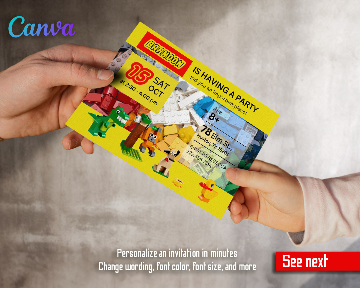 Lego customizable invitation template | Share or Print | | PR018