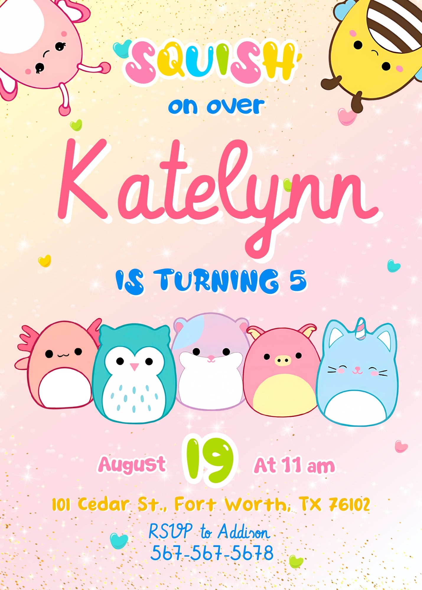 Squishmallows customizable invitation template | Share or Print | | NJ166