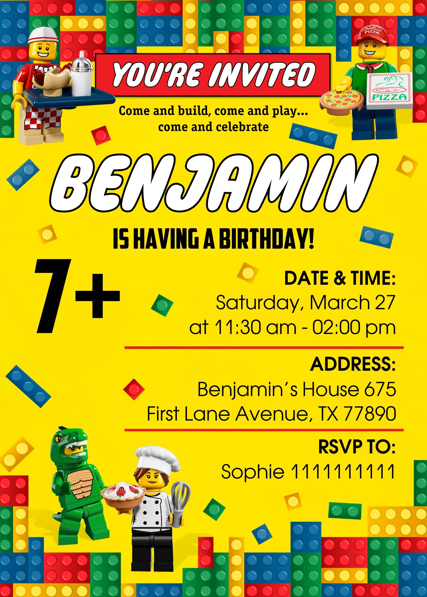 Lego Minifigures customizable invitation template | Share or Print | | WE609