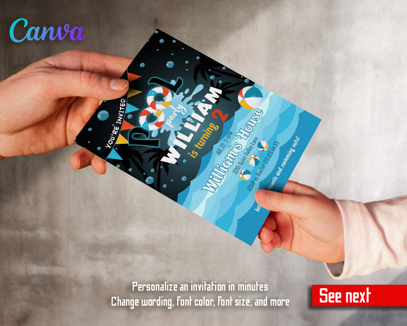 Pool Party customizable invitation template | Share or Print | | WL783