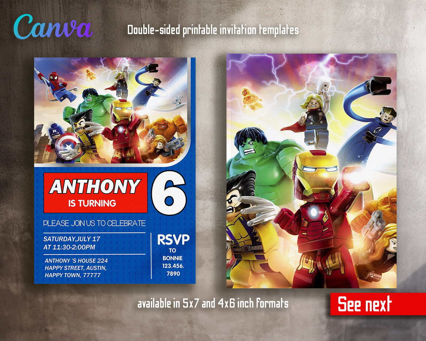 Lego Minifigures customizable invitation template | Share or Print | | JT040