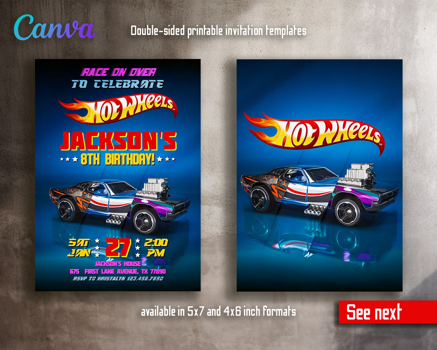 Hot Wheels Racing customizable invitation template | Share or Print | boy | IM402