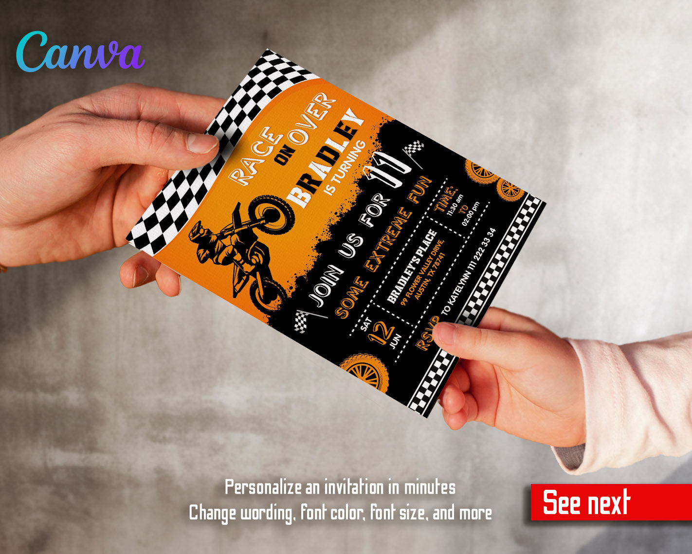 Motocross Extreme customizable invitation template | Share or Print | | MH707