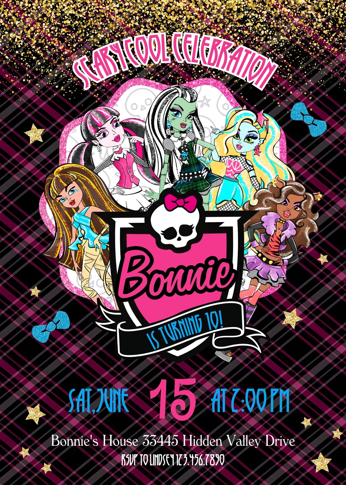 Monster High customizable invitation template | Share or Print | girl | RX844