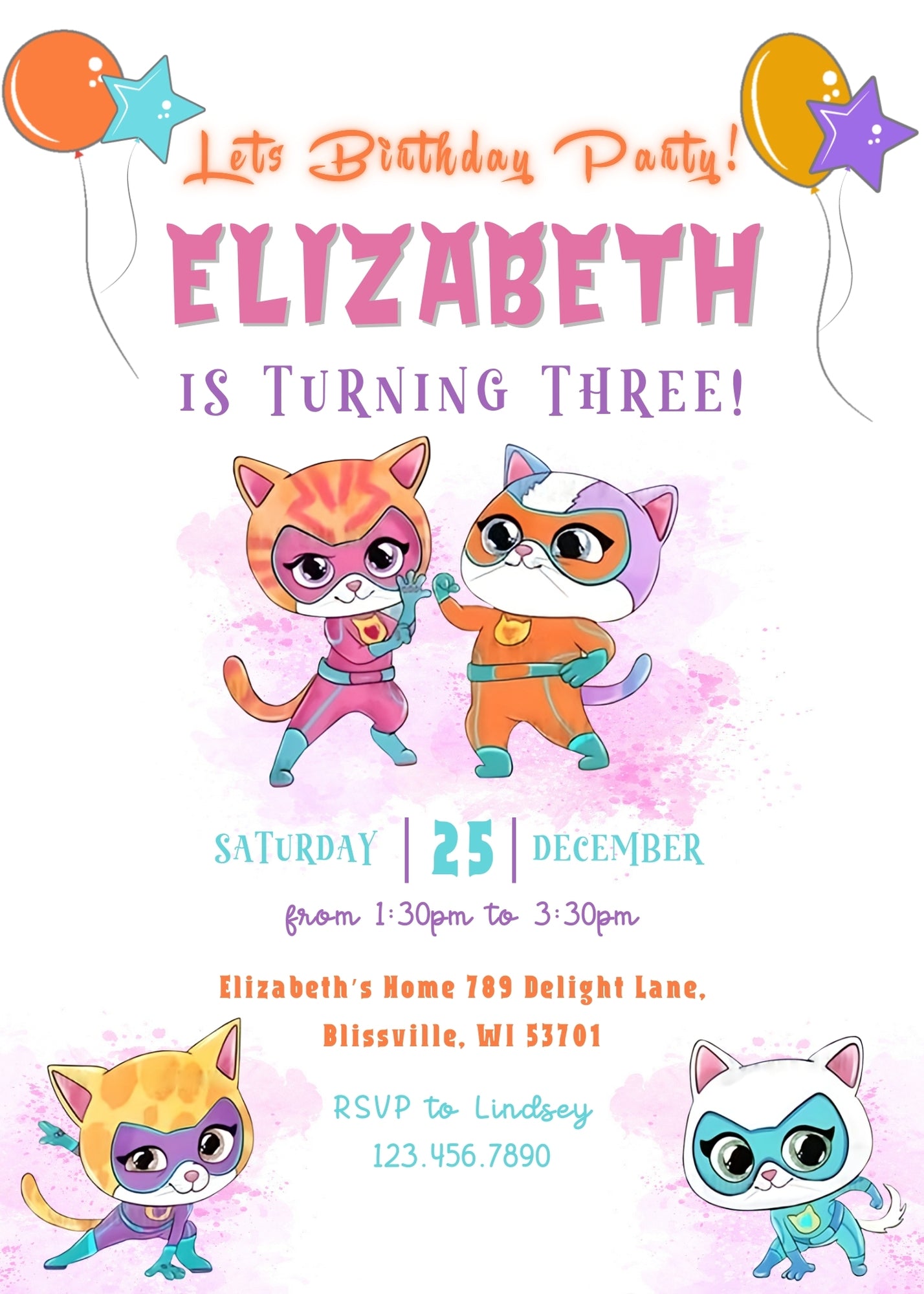 SuperKitties customizable invitation template | Share or Print | | NV933