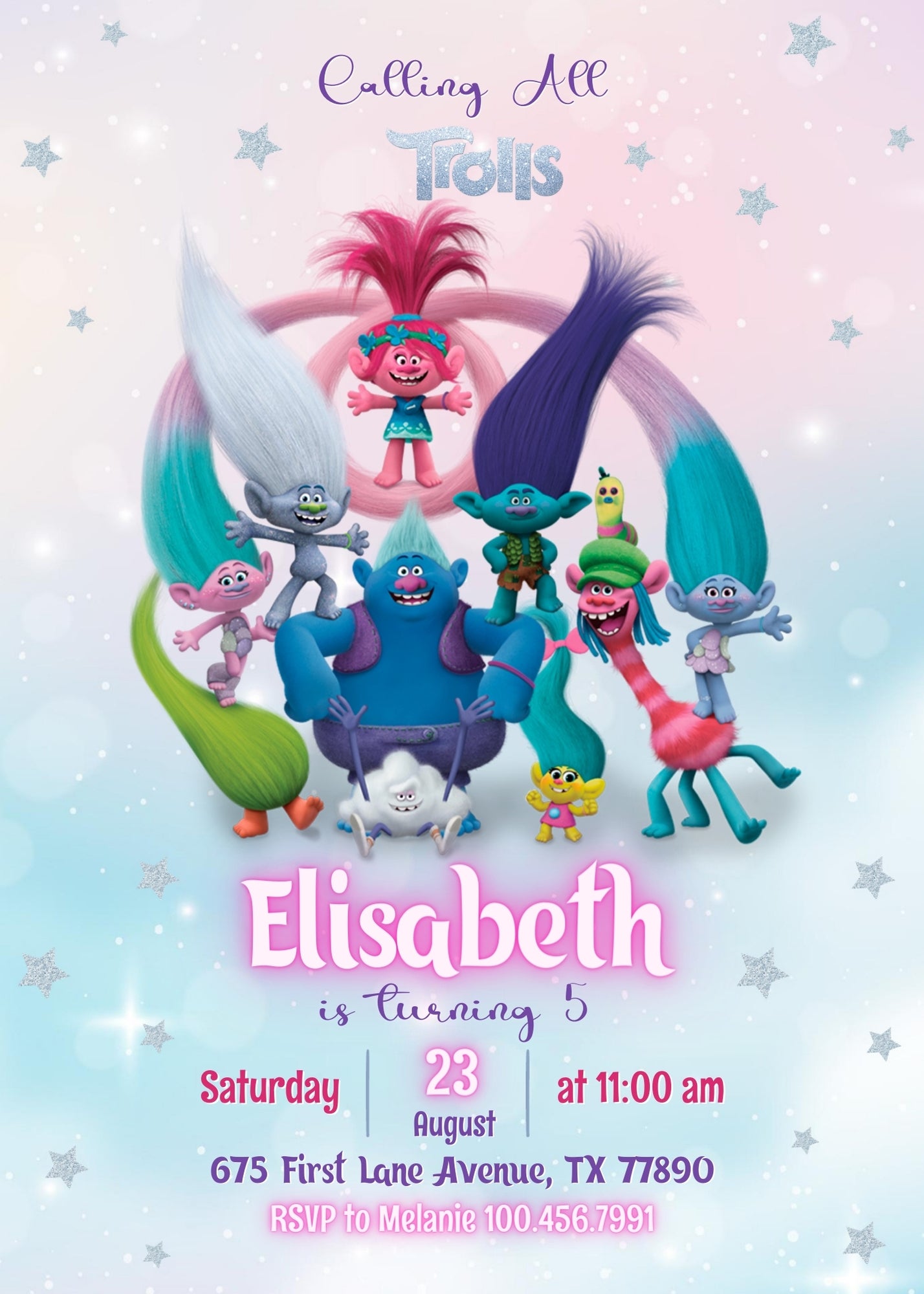 Trolls Poppy customizable invitation template | Share or Print | | AF902