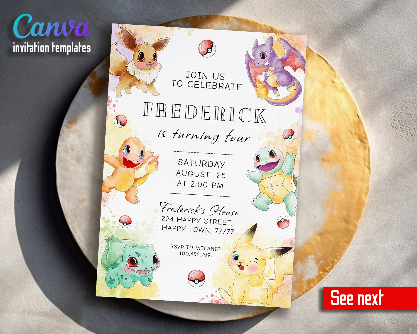 Pokemon Pikachu customizable invitation template | Share or Print | | MC423