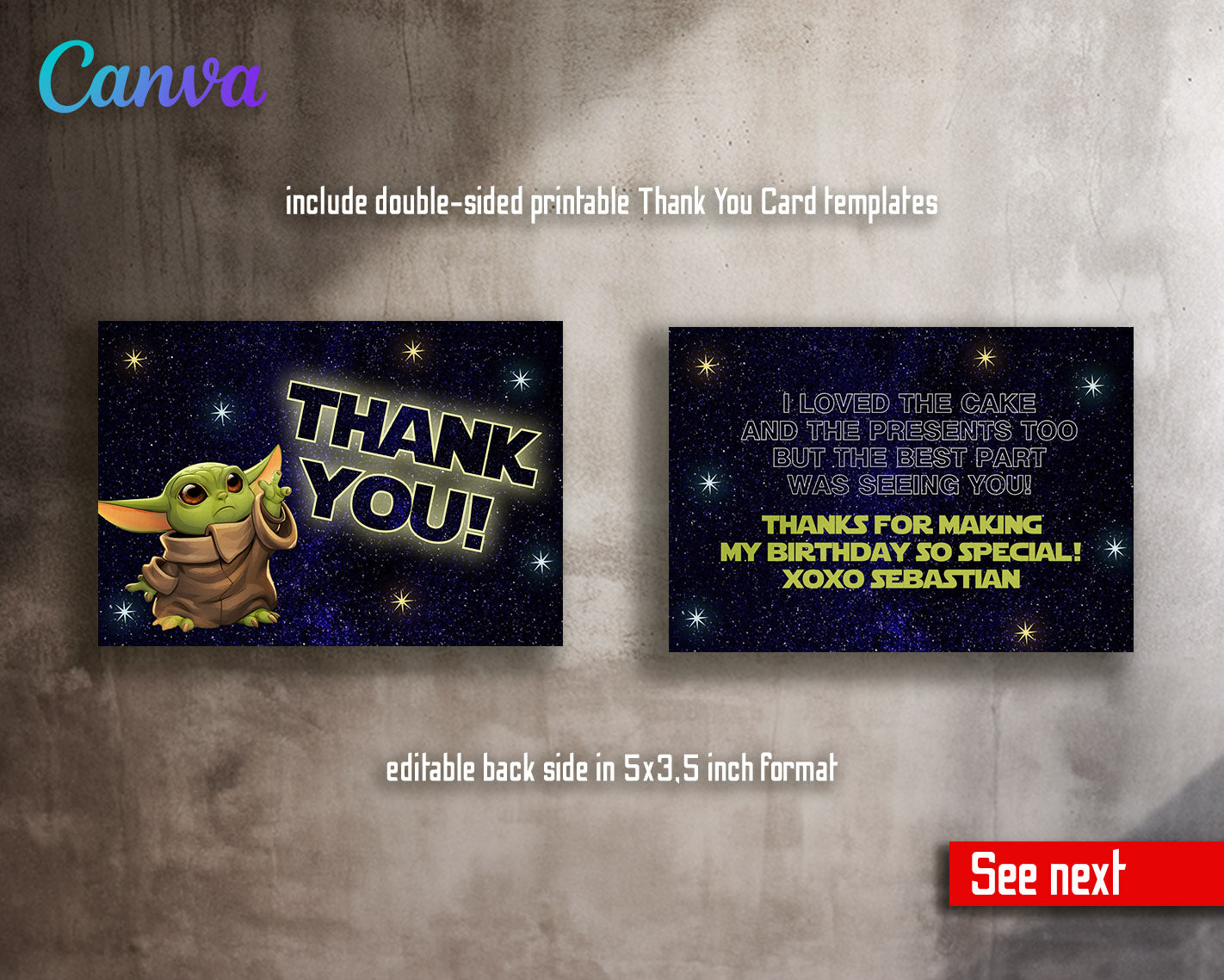 Baby Yoda Grogu Star Wars Mandalorian customizable invitation template | Share or Print | boy | QT270