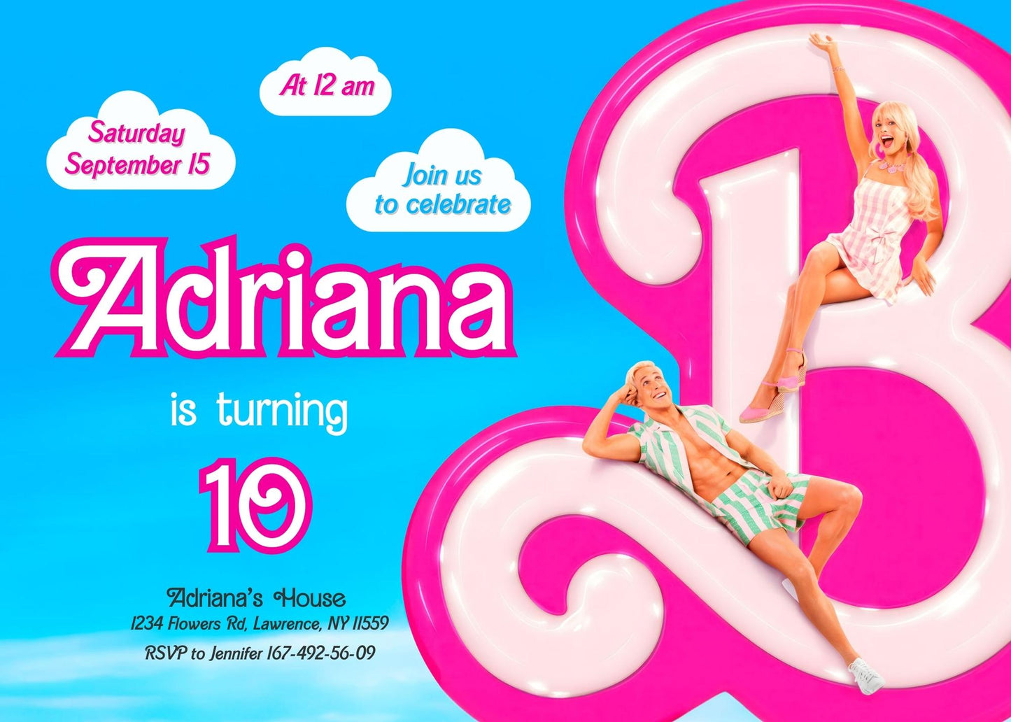 Barbie Pink customizable invitation template | Share or Print | girl | SE112