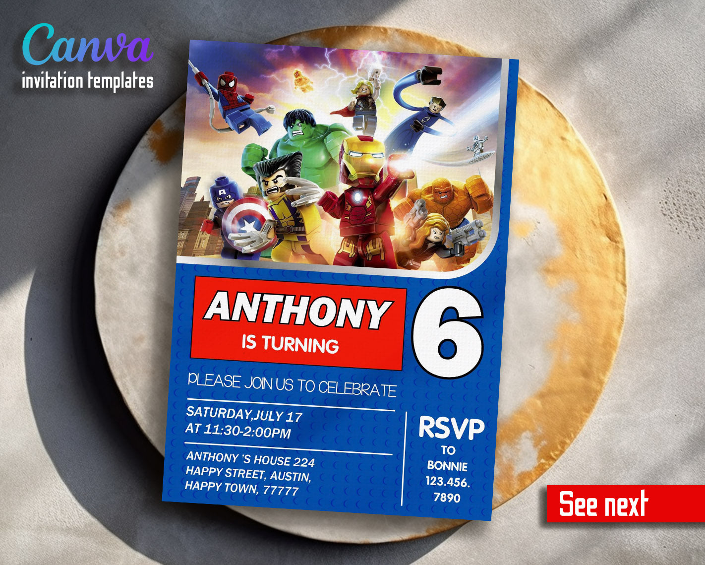 Lego Minifigures customizable invitation template | Share or Print | | JT040