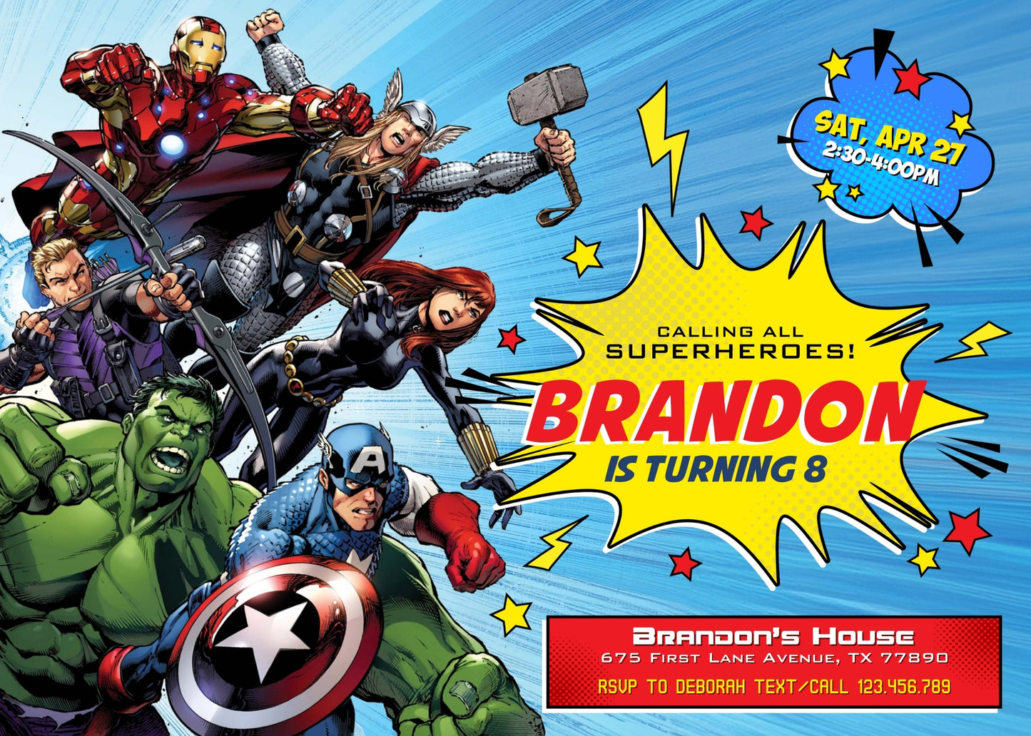 Avengers Marvel Superhero customizable invitation template | Share or Print | boy | TQ567