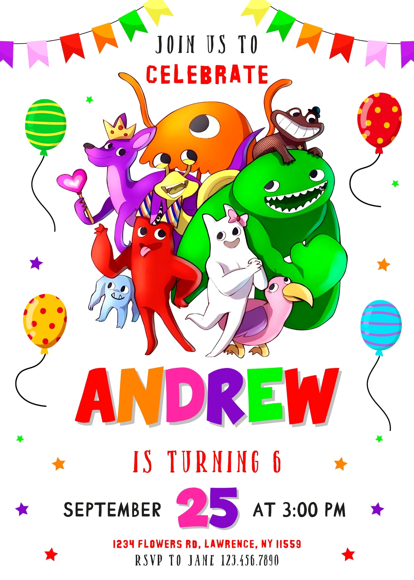 Garten of Banban Gamer customizable invitation template | Share or Print | | AT858