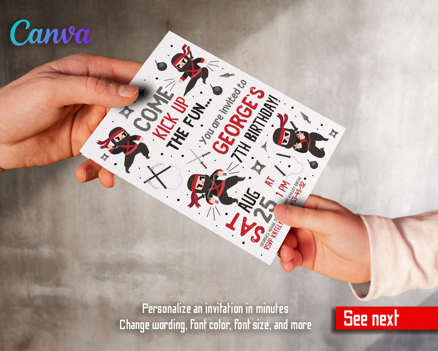 Ninja Kidz TV customizable invitation template | Share or Print | | VI904