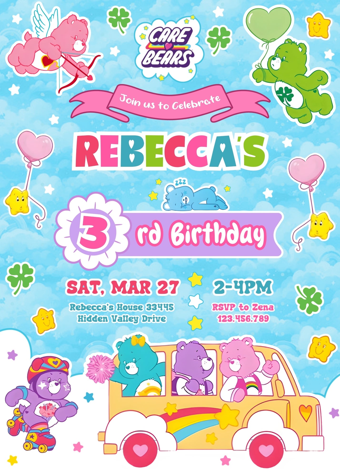 Care Bears customizable invitation template | Share or Print | | FG275