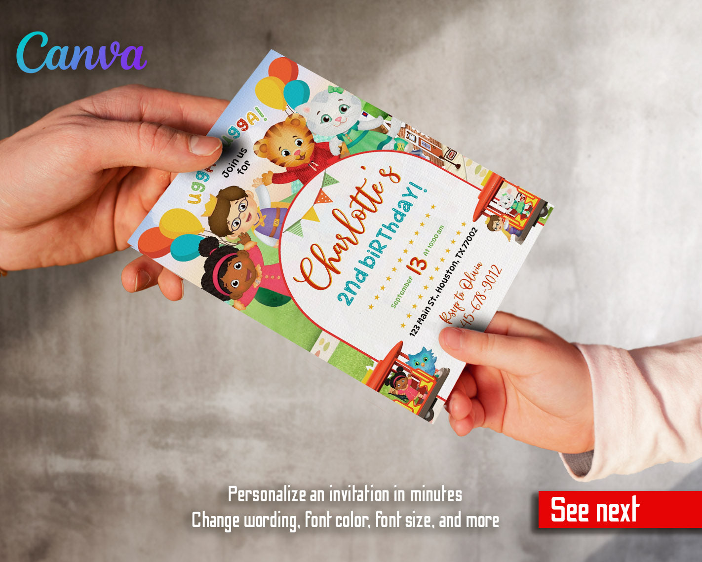 Daniel Tiger's Neighborhood customizable invitation template | Share or Print | | VF977