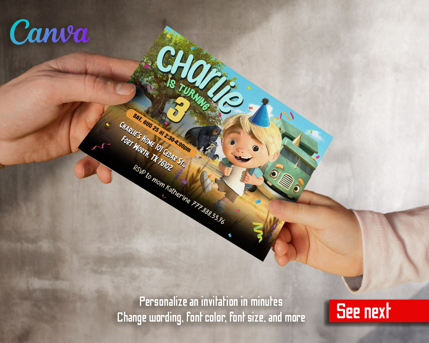 Trash Green Truck customizable invitation template | Share or Print | | RO346