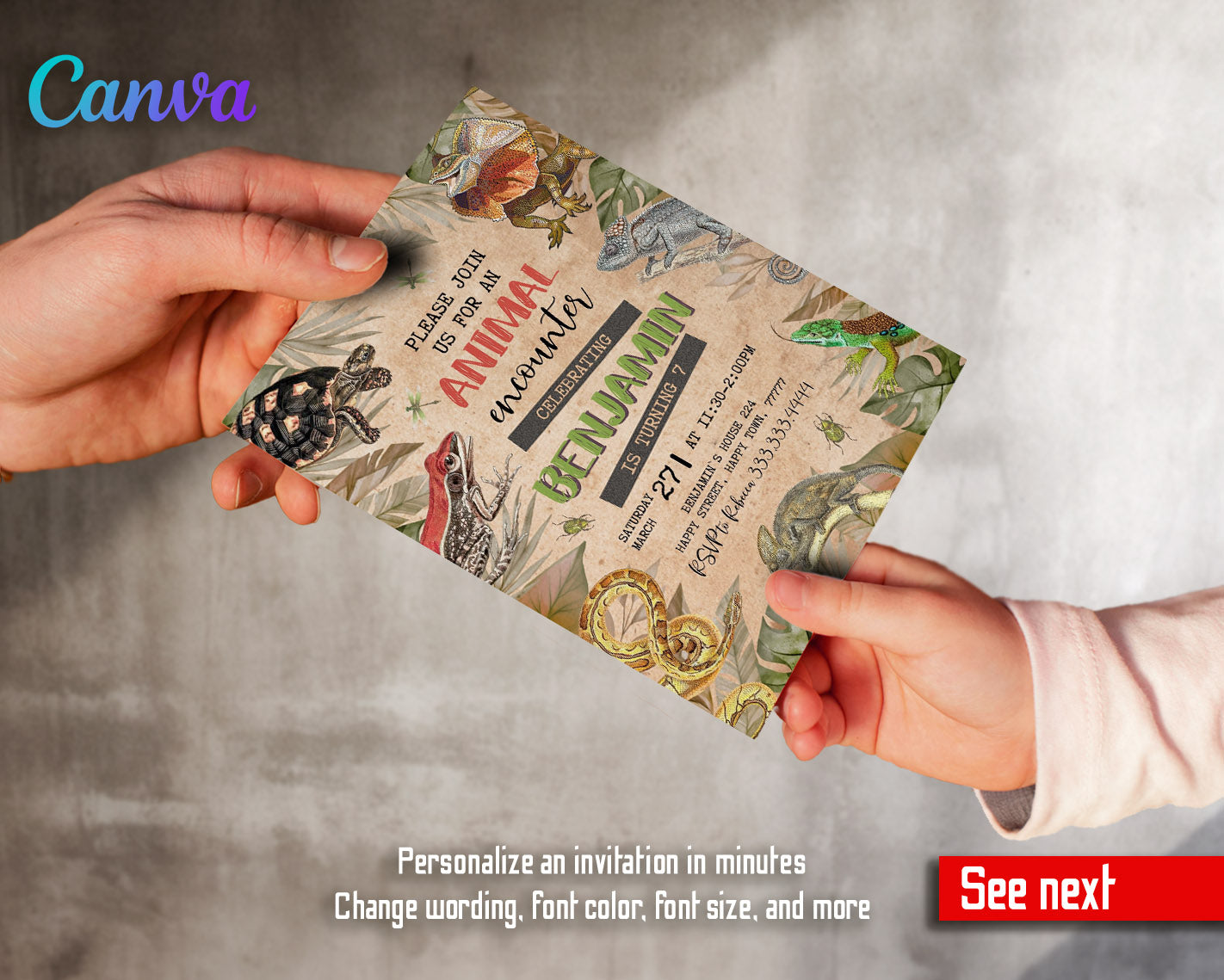 Reptile Lizard Snake customizable invitation template | Share or Print | | XT606