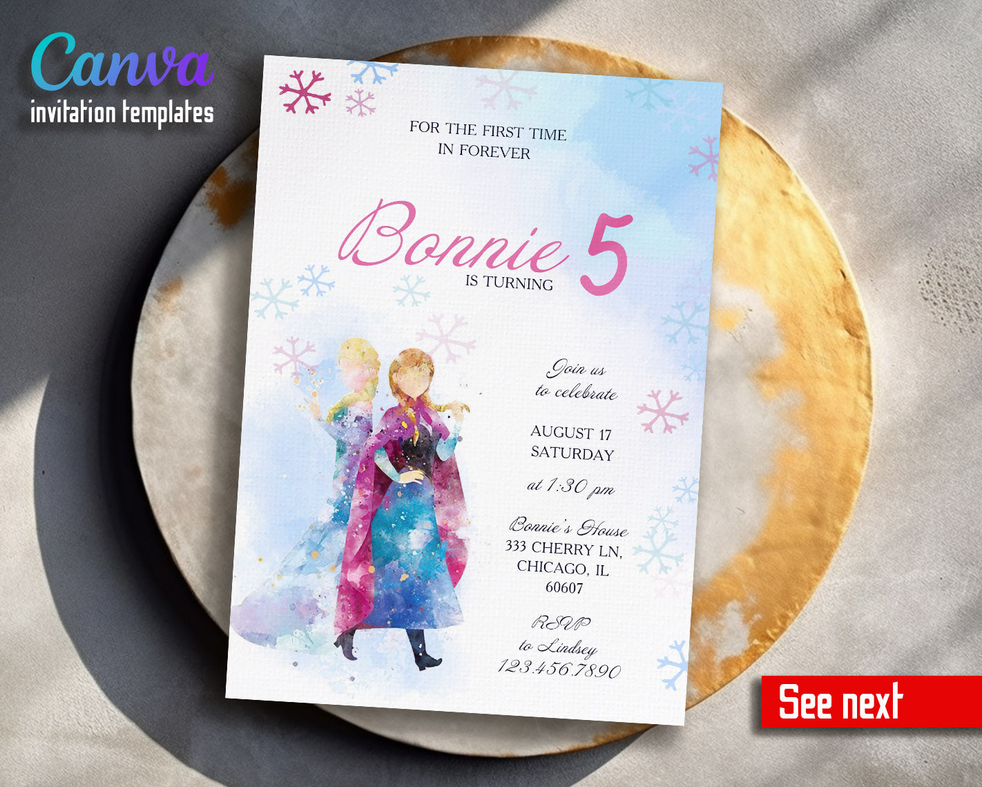 Frozen Elsa customizable invitation template | Share or Print | girl | NX772