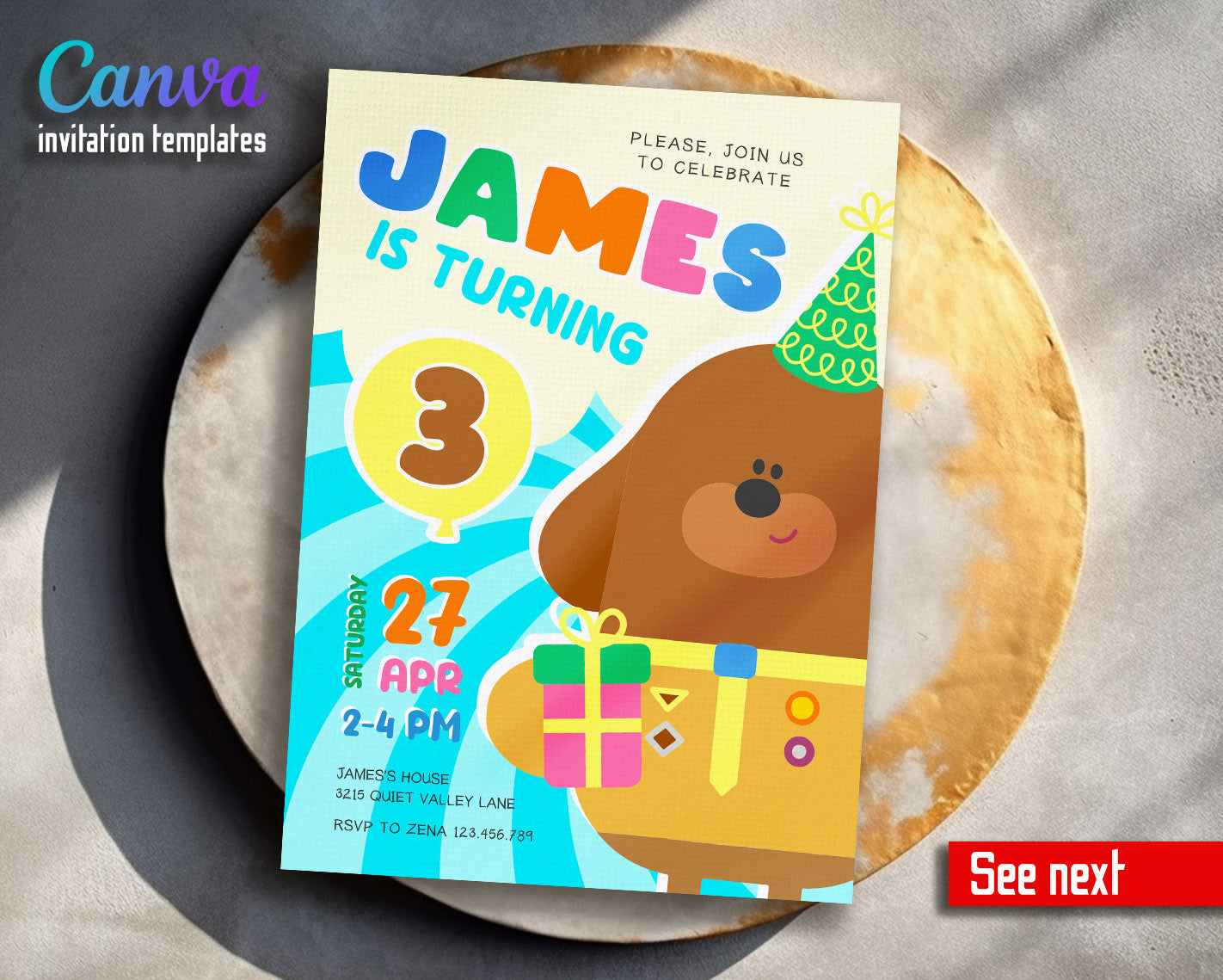 Hey Duggee customizable invitation template | Share or Print | | UR050
