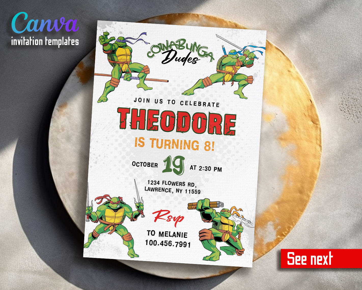 Teenage Mutant Ninja Turtles customizable invitation template | Share or Print | boy | OG161