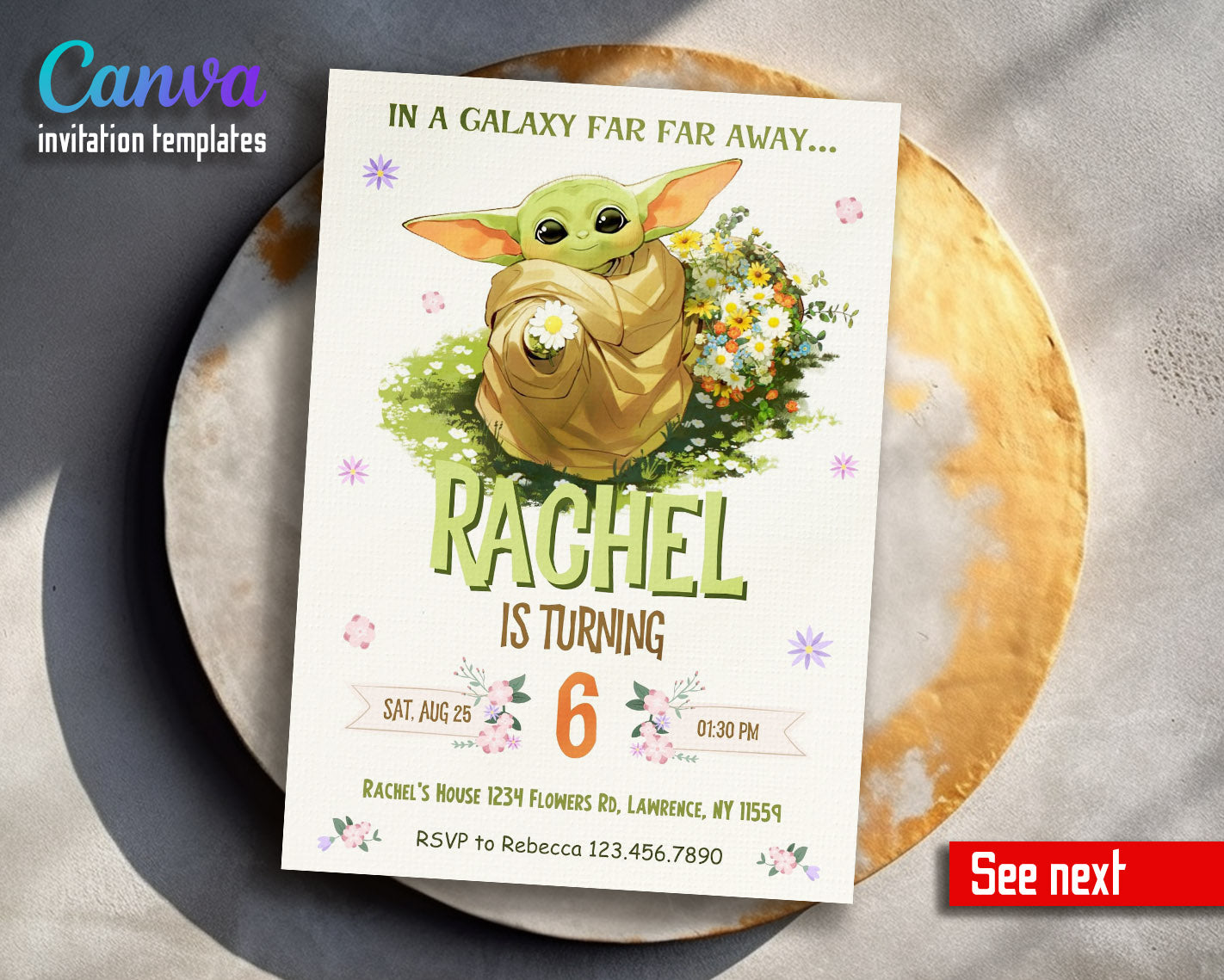 Baby Yoda Grogu Star Wars Mandalorian customizable invitation template | Share or Print | boy | YQ337