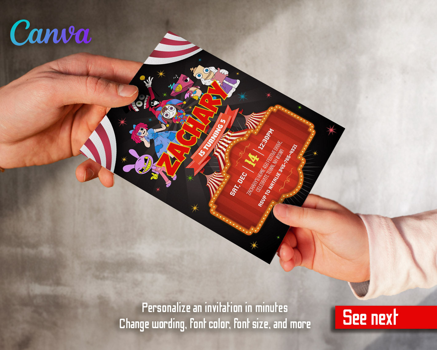 The Amazing Digital Circus customizable invitation template | Share or Print | | PJ513
