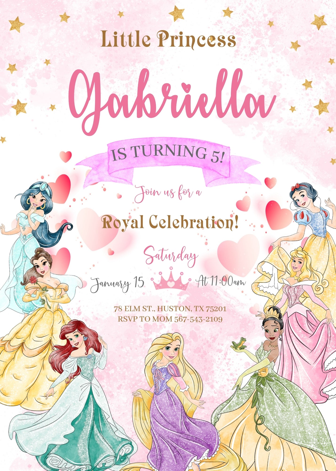 Disney Princess customizable invitation template | Share or Print | girl | CR898