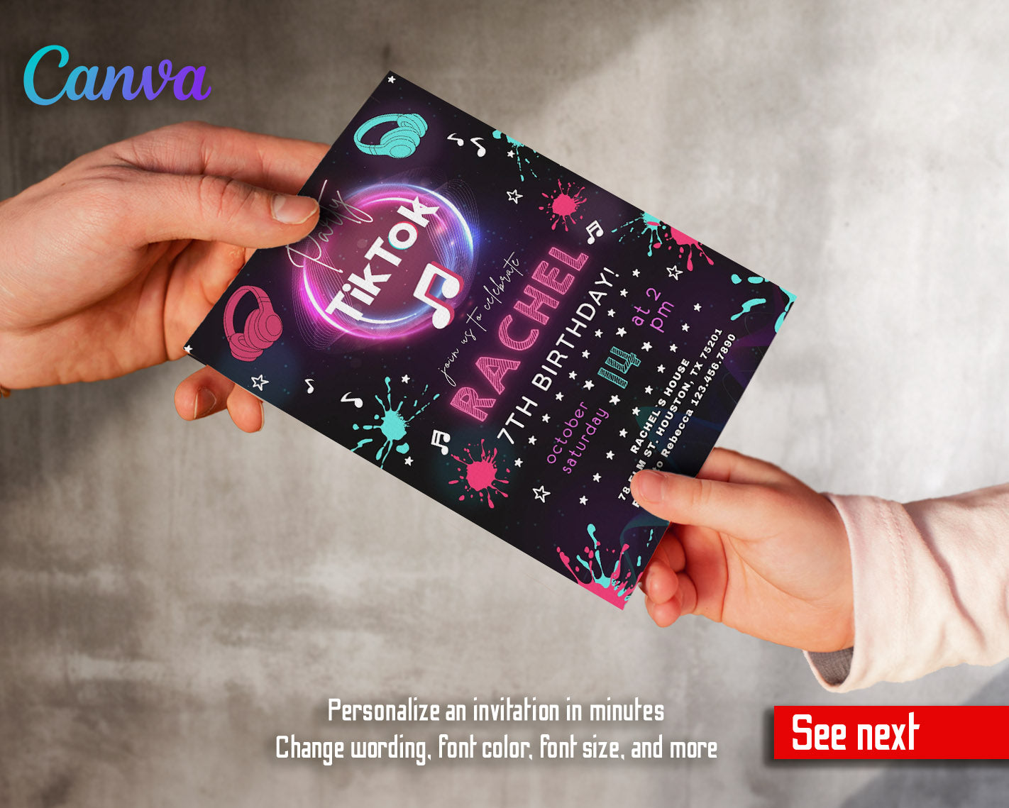 Tik Tok Party customizable invitation template | Share or Print | | OF997