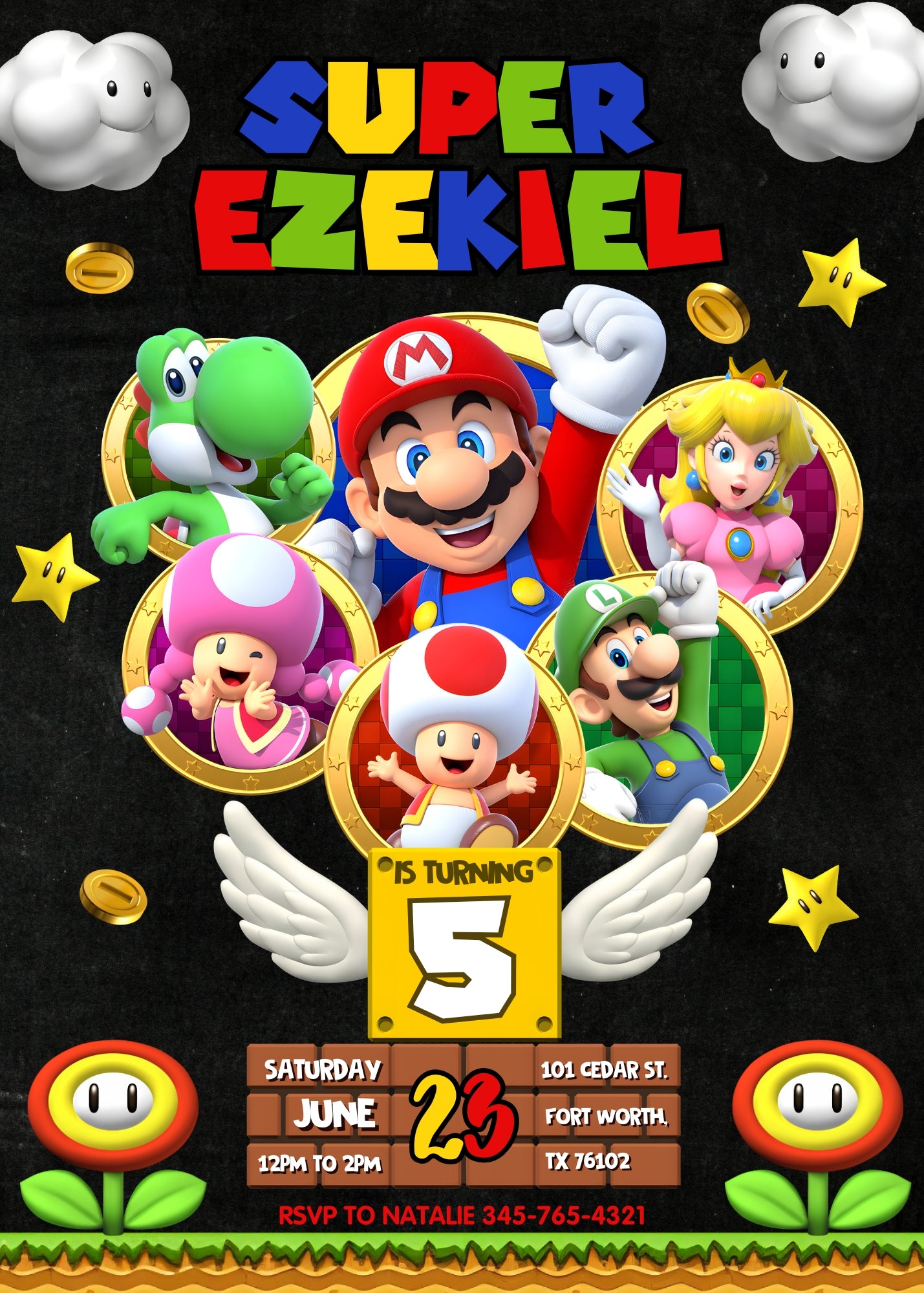 Super Mario Bros customizable invitation template | Share or Print | | NO924