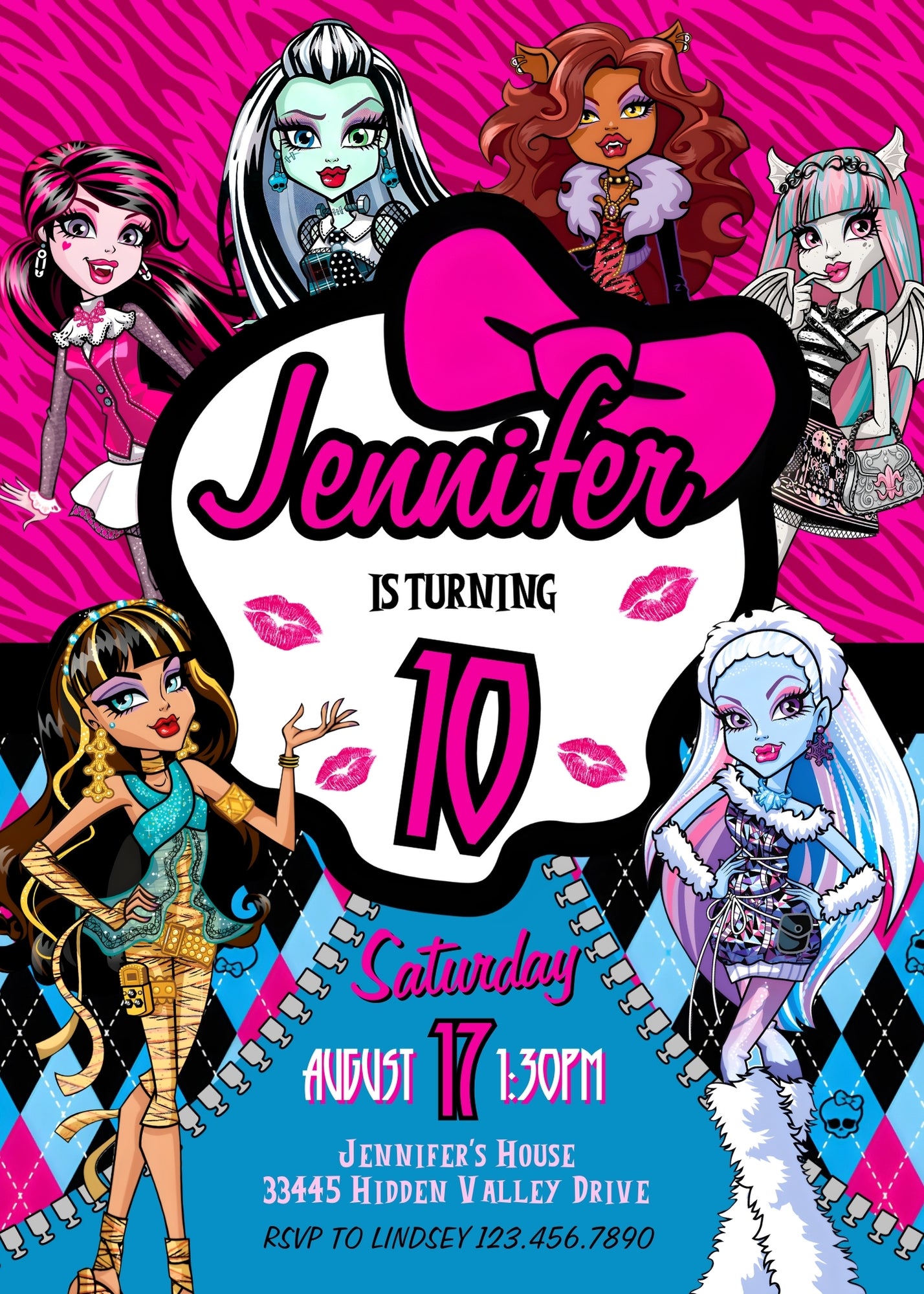 Monster High customizable invitation template | Share or Print | girl | OE970
