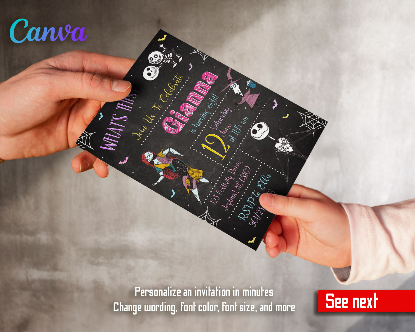 The Nightmare Before Christmas Halloween customizable invitation template | Share or Print | | MO513