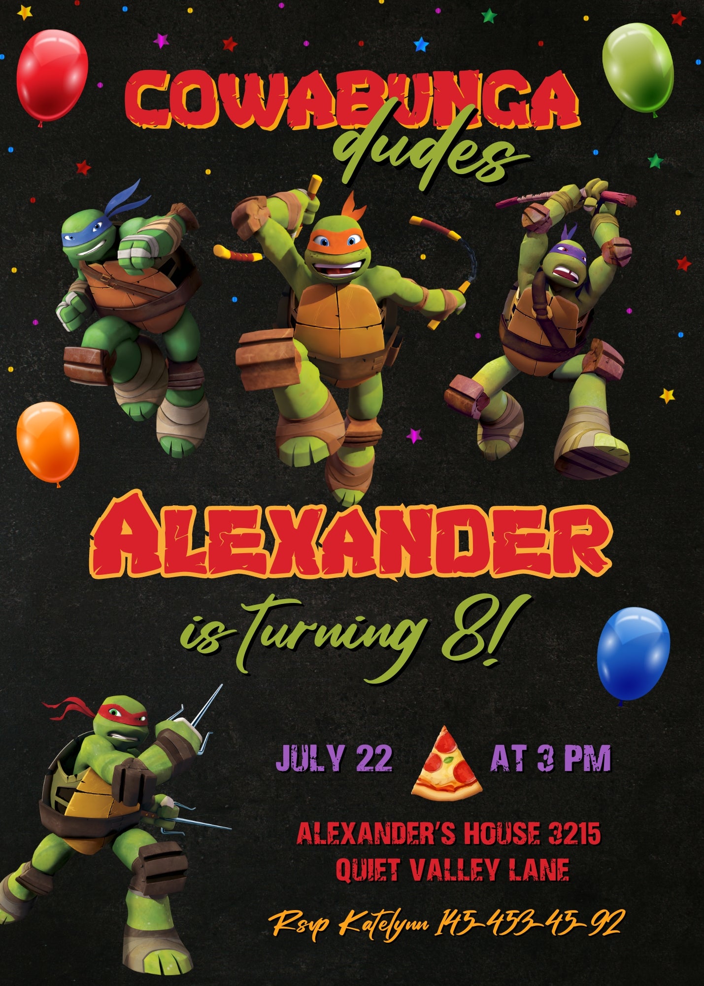 Teenage Mutant Ninja Turtles customizable invitation template | Share or Print | boy | VM860