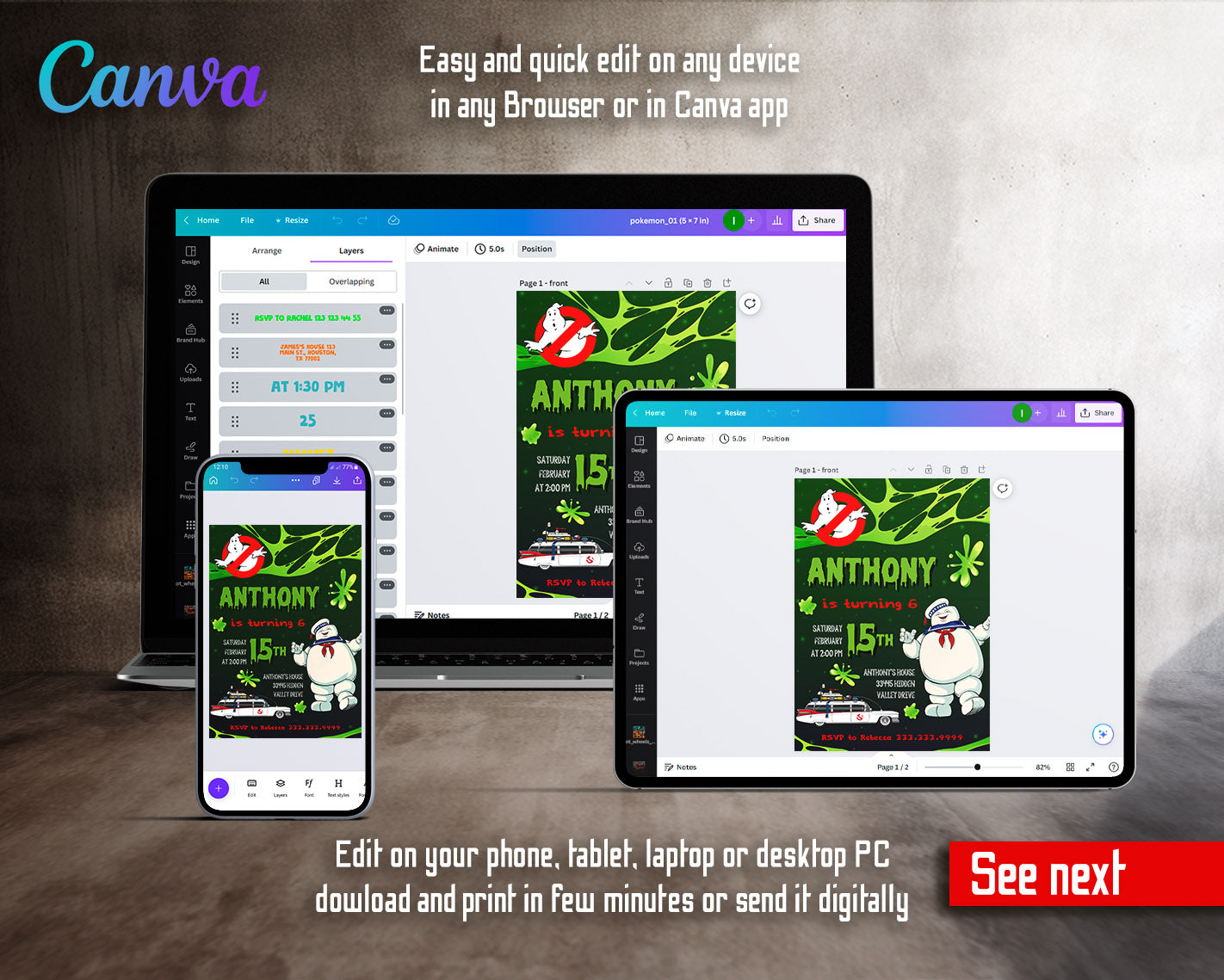 Ghostbusters customizable invitation template | Share or Print | | UY699