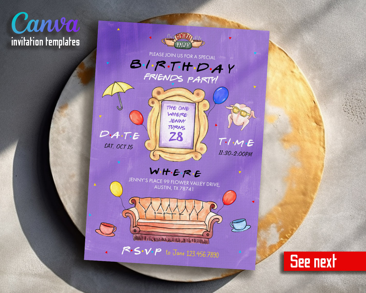 Friends TV Show customizable invitation template | Share or Print | | GO229