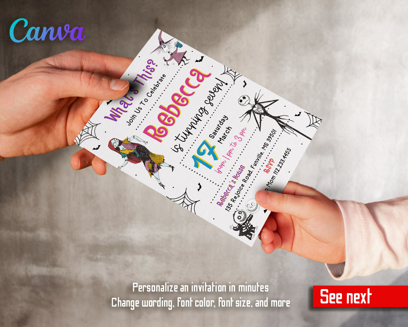 The Nightmare Before Christmas Halloween customizable invitation template | Share or Print | | ZF946