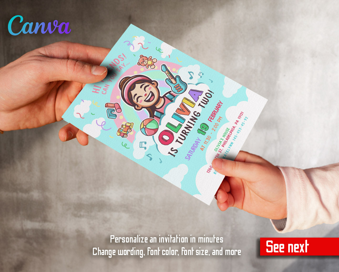 Ms. Rachel customizable invitation template | Share or Print | | WQ607