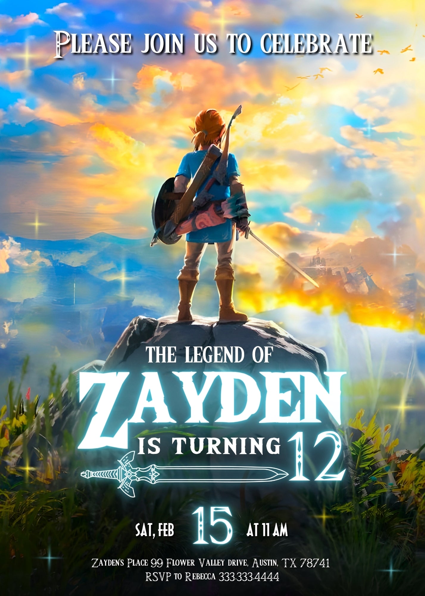 Legend of Zelda customizable invitation template | Share or Print | | VH459