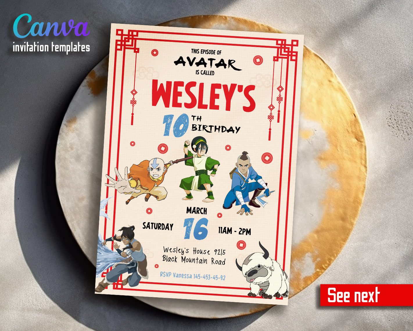Avatar The Last Airbender customizable invitation template | Share or Print | | OV052