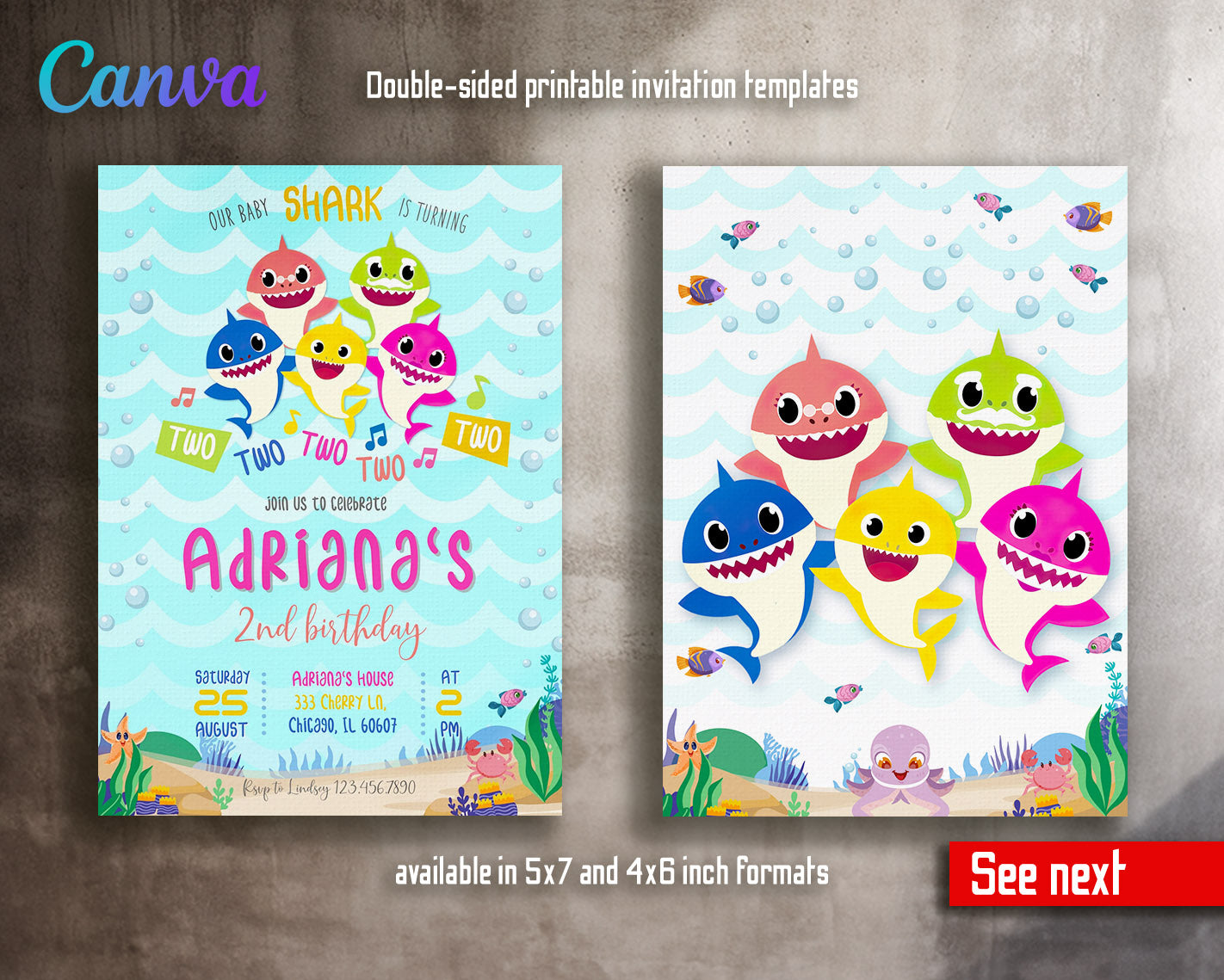 Baby Shark customizable invitation template | Share or Print | | FY457