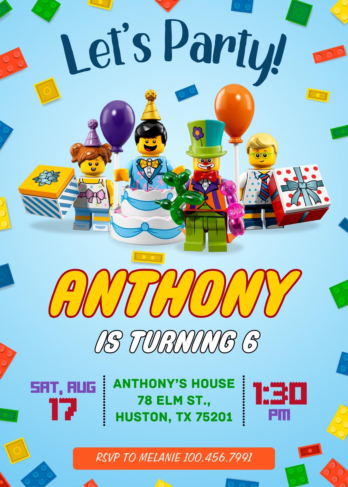 Lego Minifigures customizable invitation template | Share or Print | | WX834