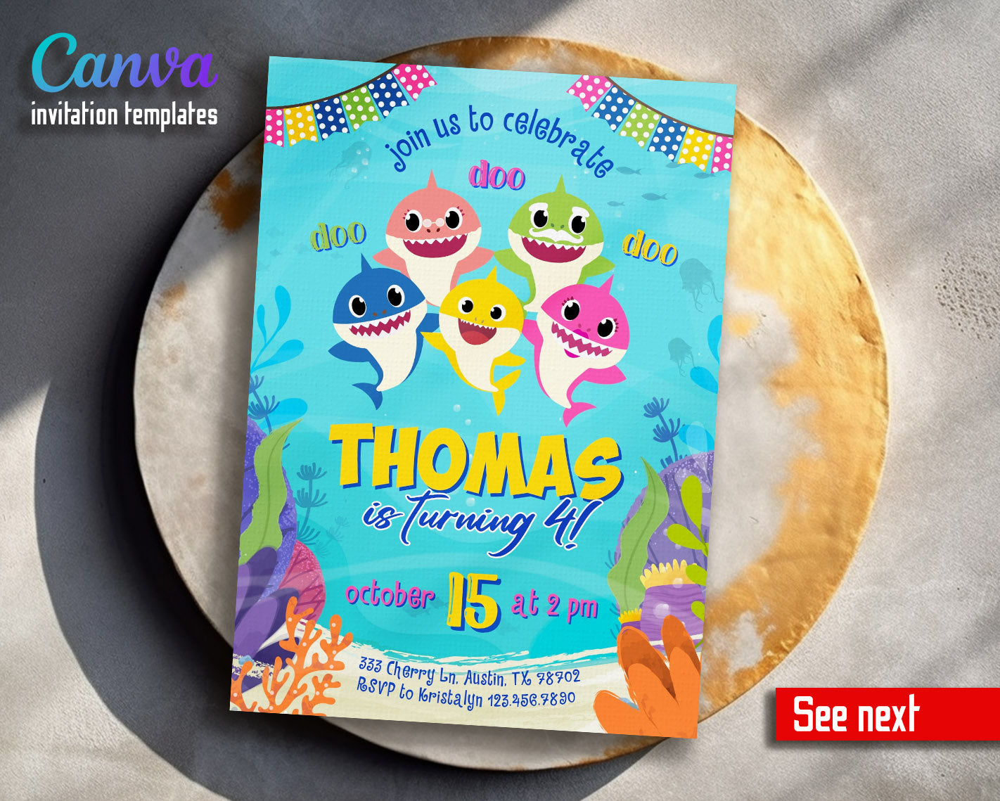 Baby Shark customizable invitation template | Share or Print | | HK183