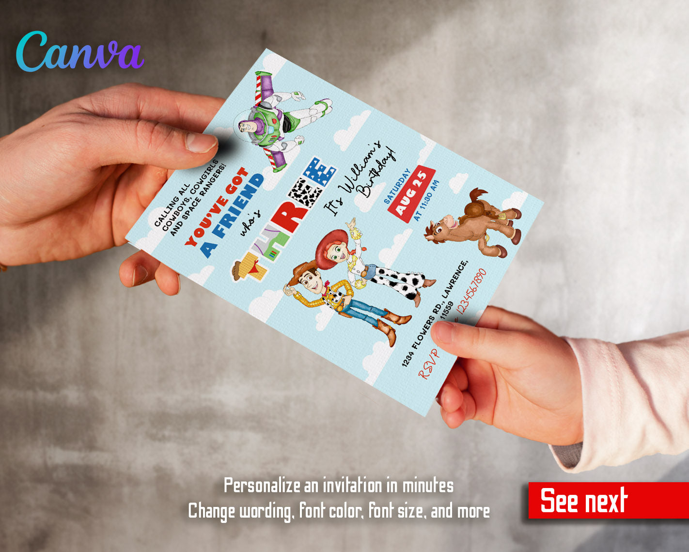 Toy Story Woody customizable invitation template | Share or Print | | KH325